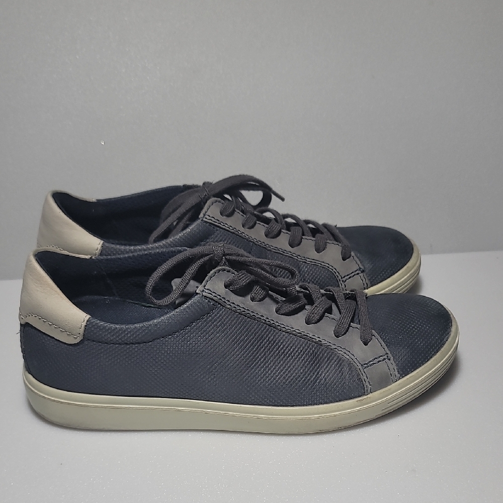 Ecco Women's Casual Navy/Grey Lace-Up Leather Sneakers US 7 - 7.5 US, EU 38